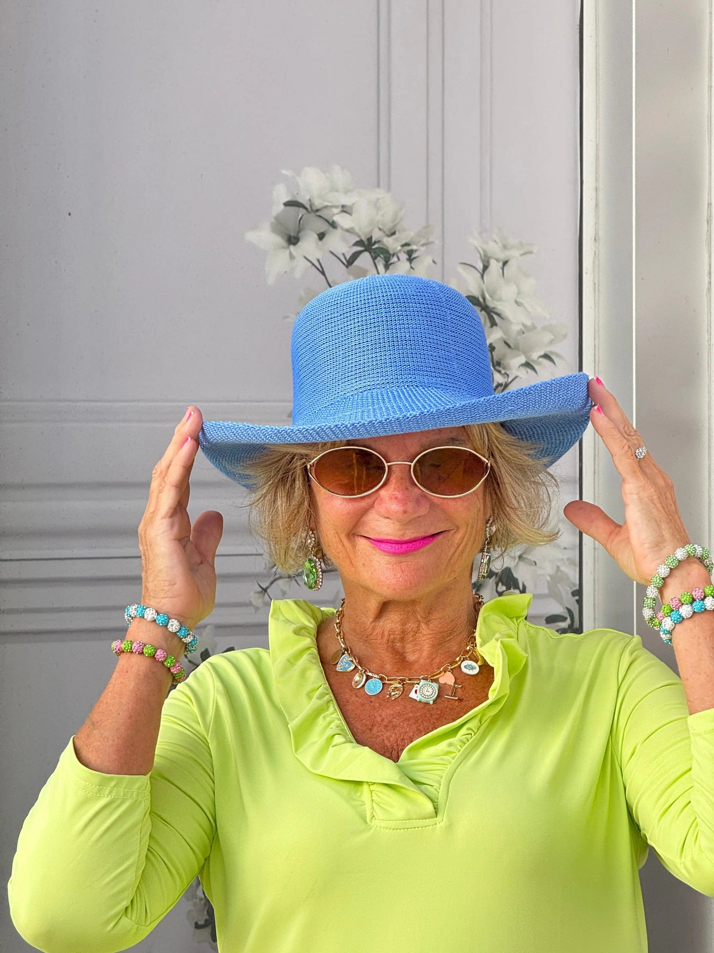 SOLID  LIME 3/25 SLEEVE RUFFLE