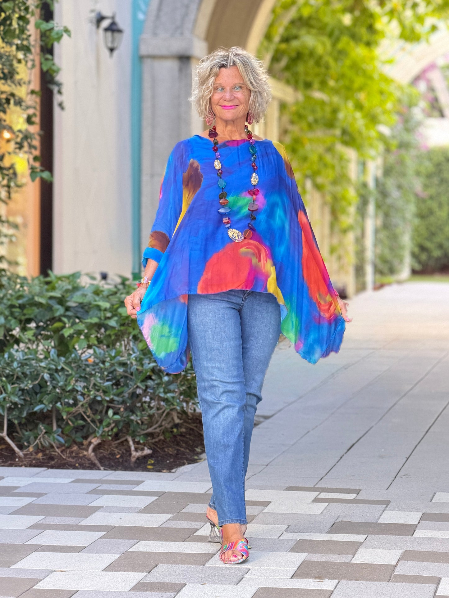 Sofia Sunrise Royal Blue Silk top