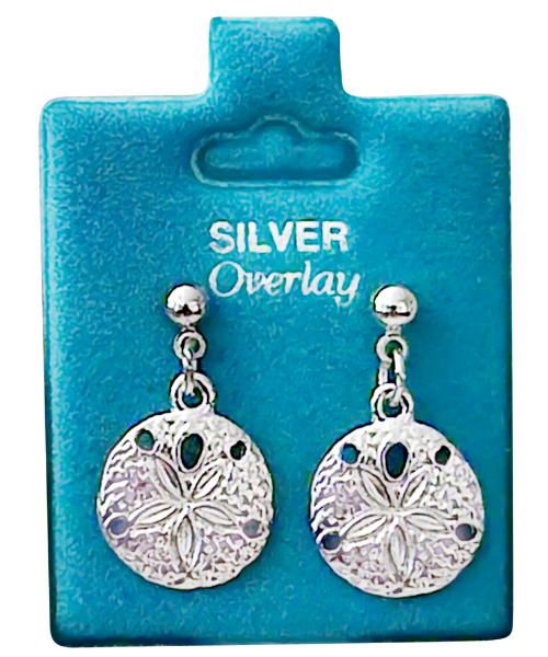 Made in USA Medium Sand Dollar Drop Earrings Gold or Silver