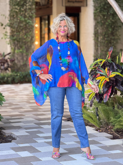 Sofia Sunrise Royal Blue Silk top