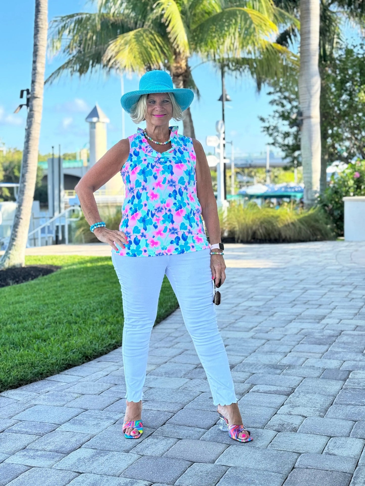 PINK PETALS RUFFLE SLEEVELESS
