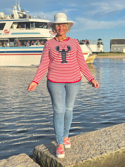 RED STRIPED LOBSTER SWEATER