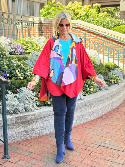Red fashion Travel Reversible Rain Cape