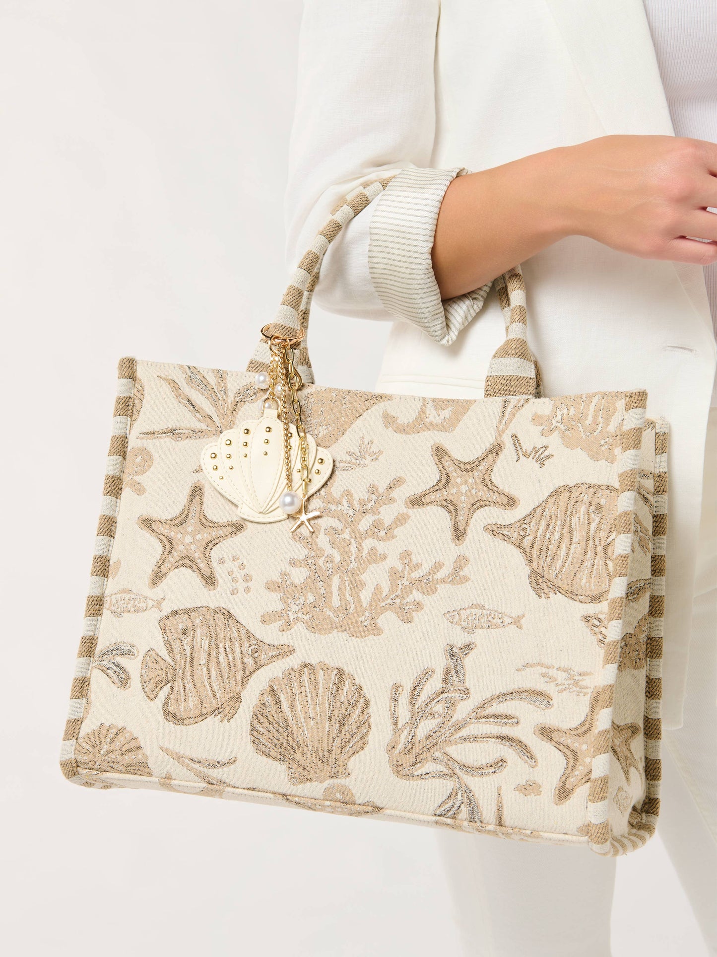 SEASHELL BAG CHARM/KEY RING,IVORY