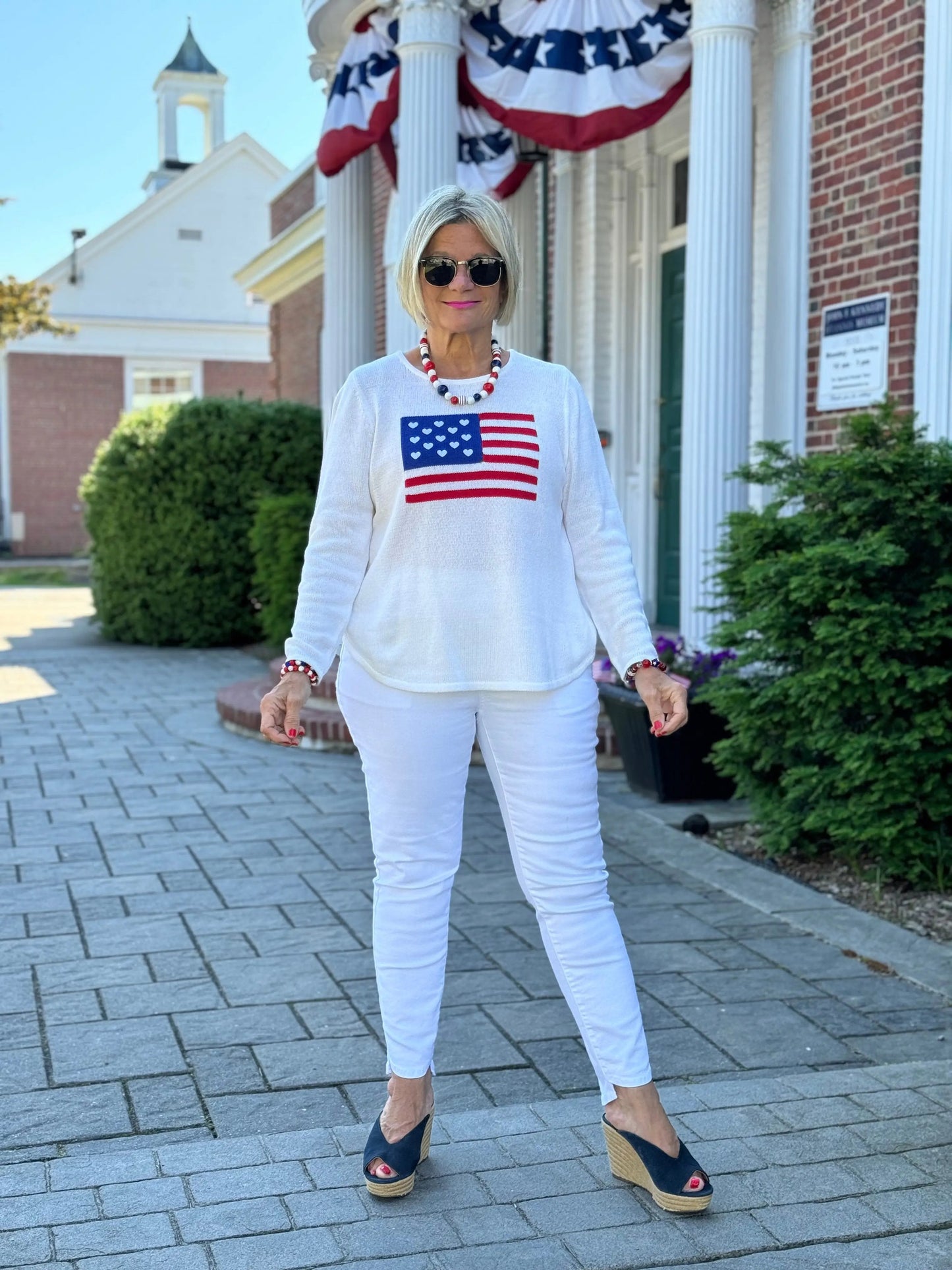 LULU-B WHITE FLAG SWEATER