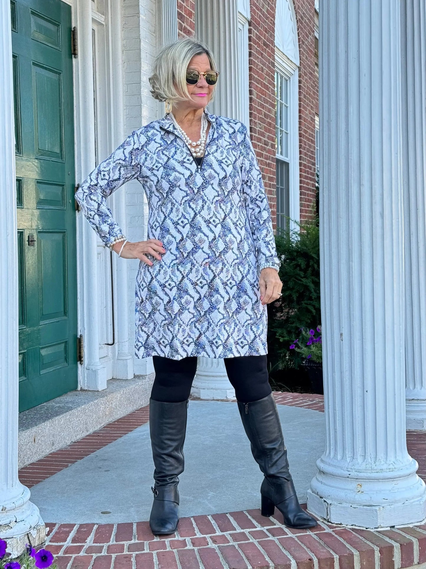 LULU-B WINTER WHIT HALF ZIPPER DRESS