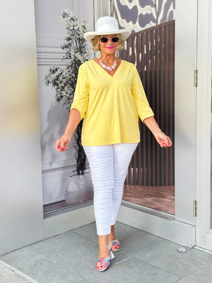 LULU-B YELLOW TAILORED V SLEEVE TOP