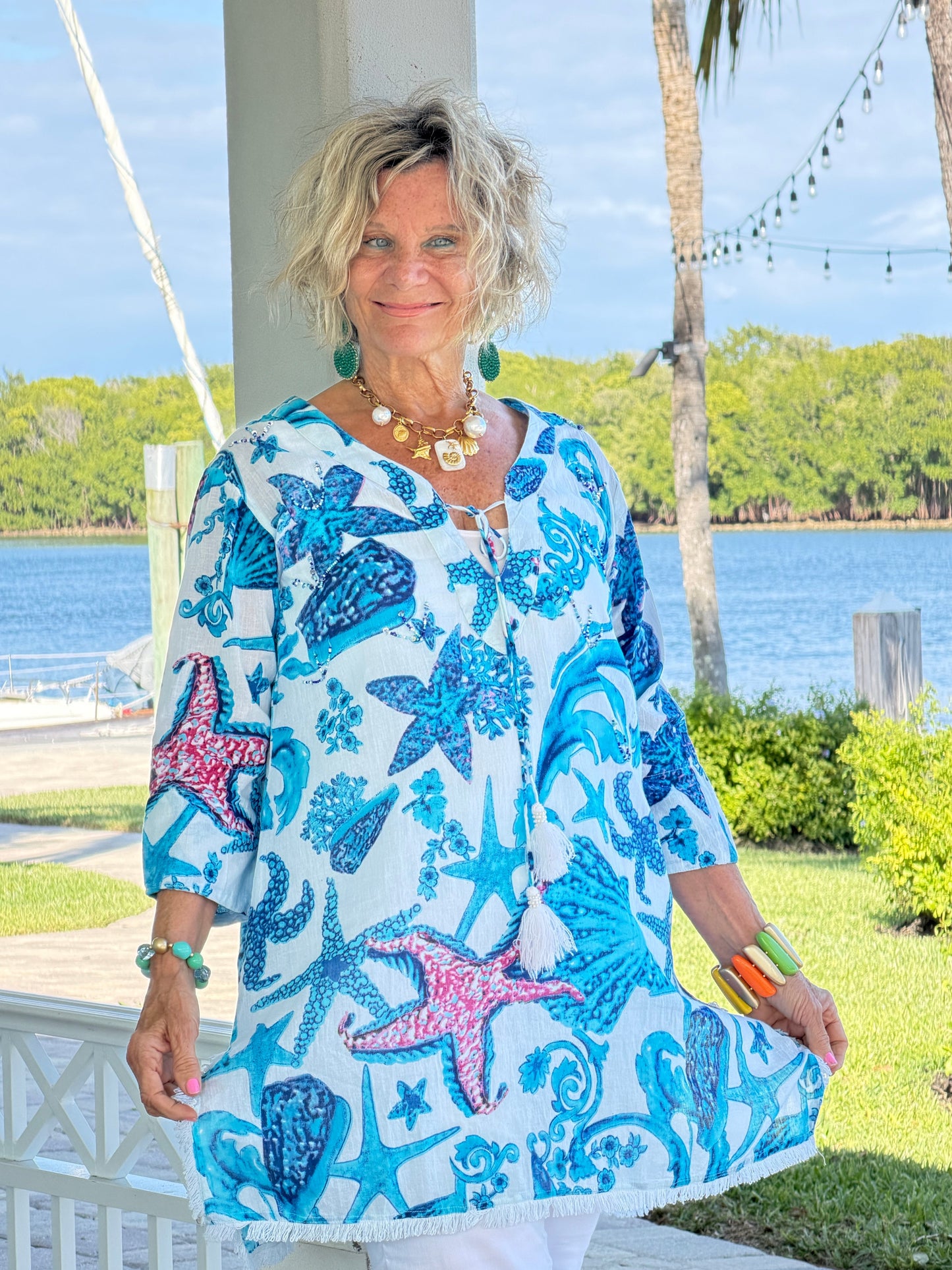 Star and Shell Fringe Dress w/ Tassels & Beading