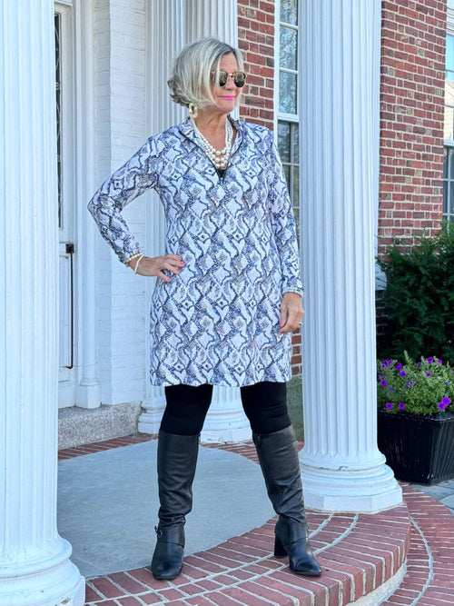 LULU-B WINTER WHIT HALF ZIPPER DRESS