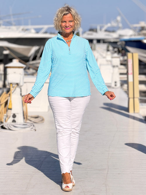 OCEAN BLUE HALF ZIPPER TOP