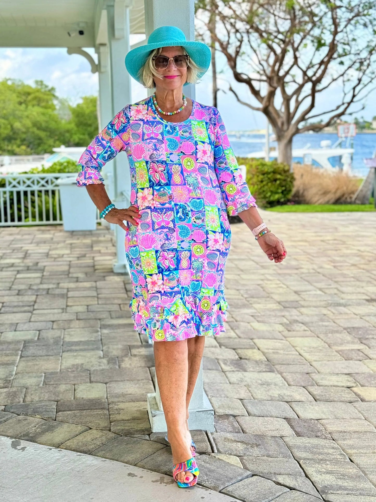 SANDY BEACH COLOR RUFFLE DRESS