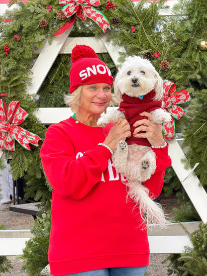 RED SKI BUM Suede-Like Flocked Logo Heavyweight Sweatshirt