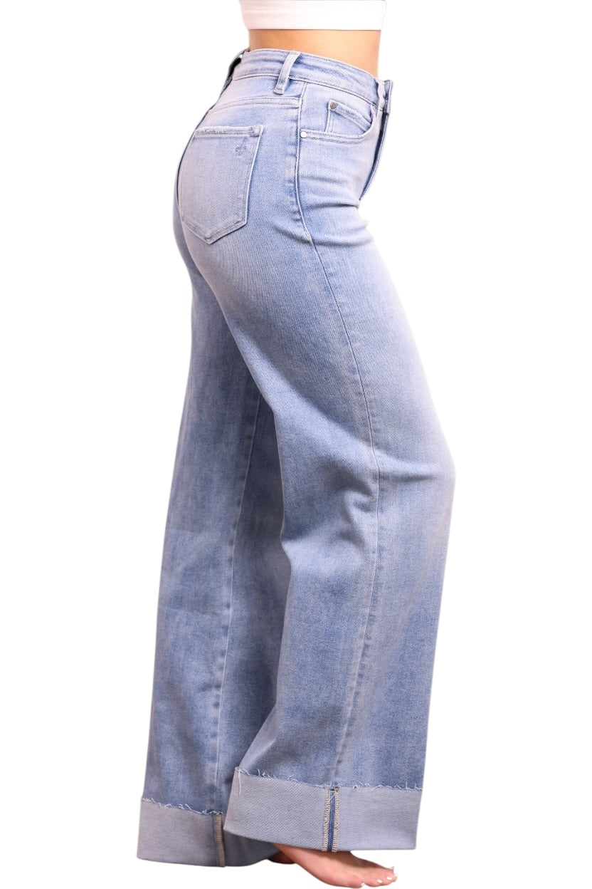 The Tarin High-Rise Tummy Control Cuffed Wide Leg Jeans - Three Inseams