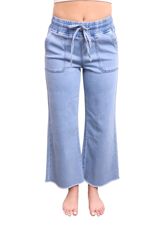 The May High-Rise Elastic Waist Wide Leg Jeans