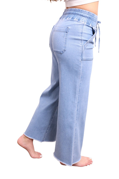 The May High-Rise Elastic Waist Wide Leg Jeans