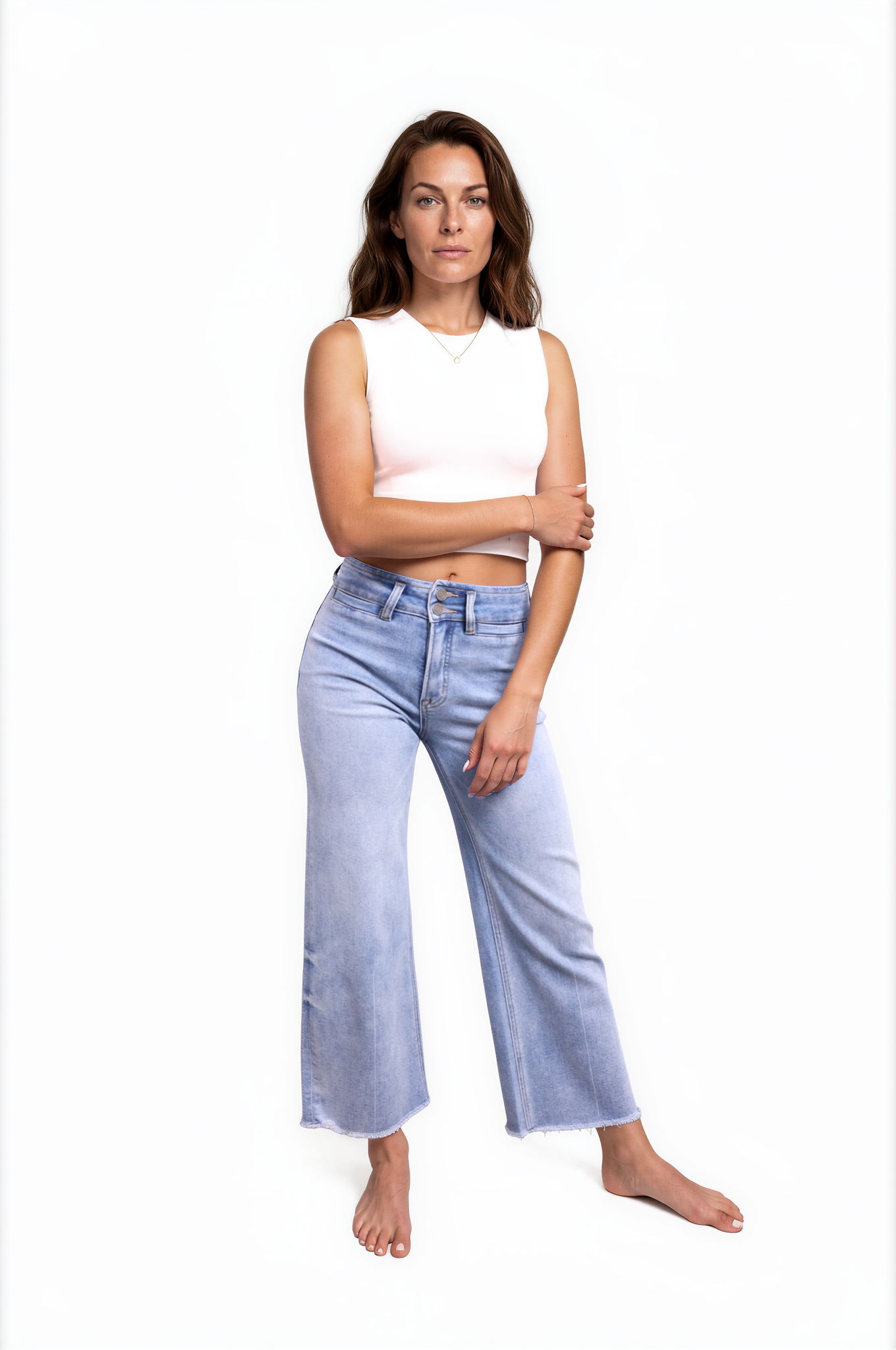 The May High-Rise Elastic Waist Wide Leg Jeans