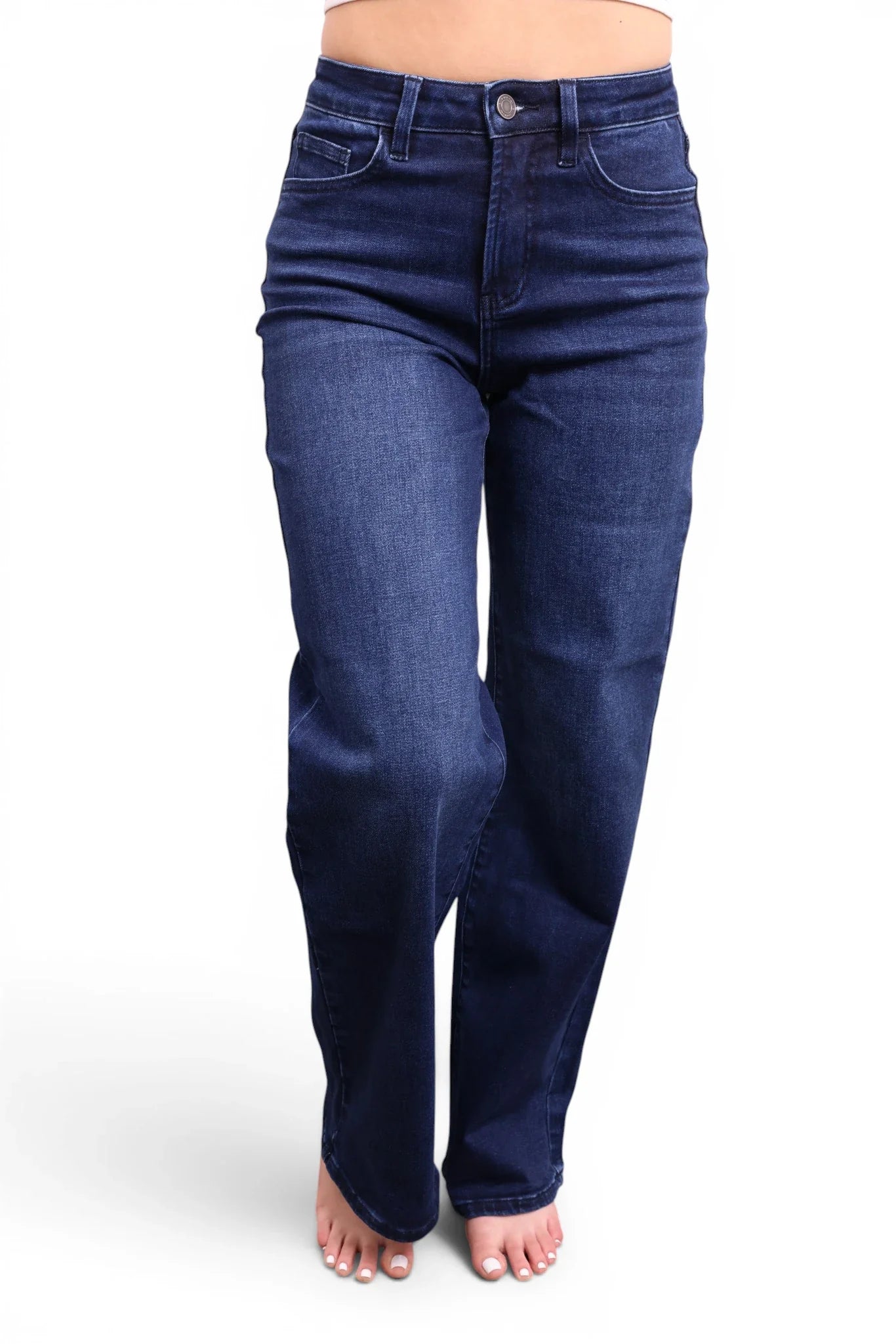 The Jenny High-Rise Tummy Control Vintage Dark Blue Wide Leg Jeans