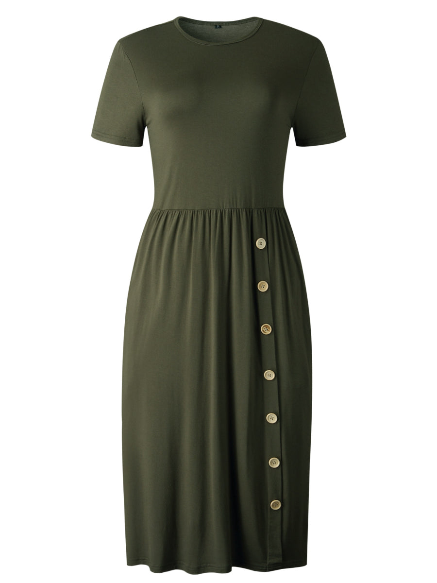 Beth Dutton Wardrobe Summer Solid Color Buttons Leisure Women's Knitted Dress