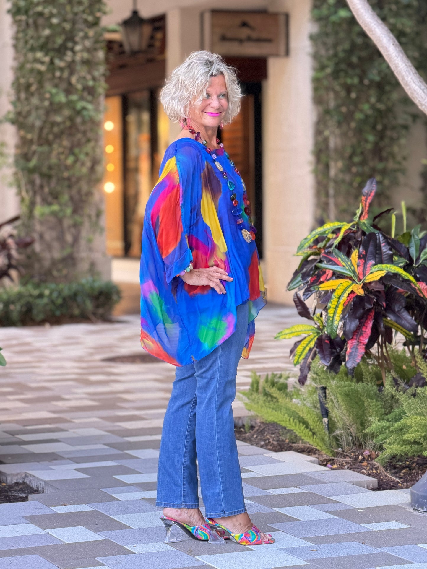 Sofia Sunrise Royal Blue Silk top