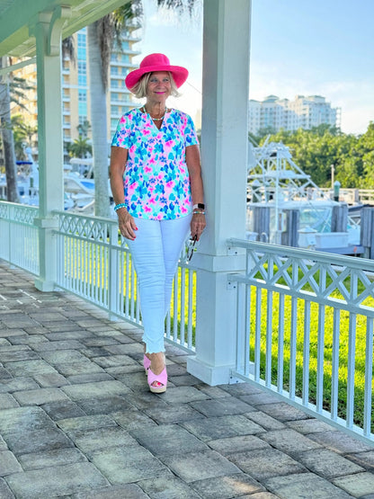 PINK PETALS SHORT SLEEVE TOP