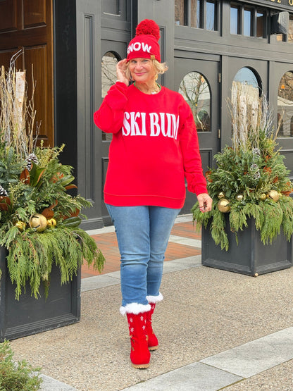 Red Snow Pom Hat