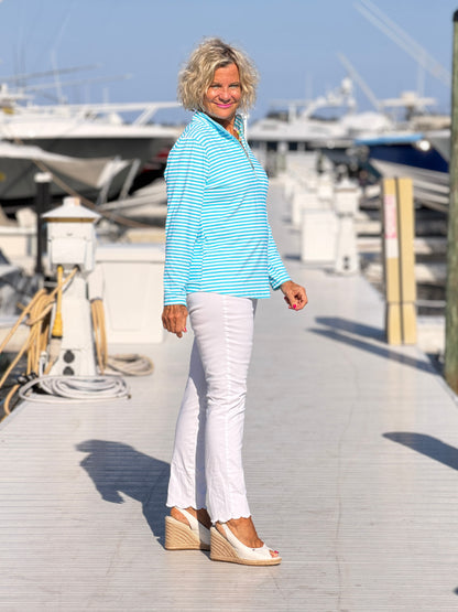 OCEAN BLUE HALF ZIPPER TOP