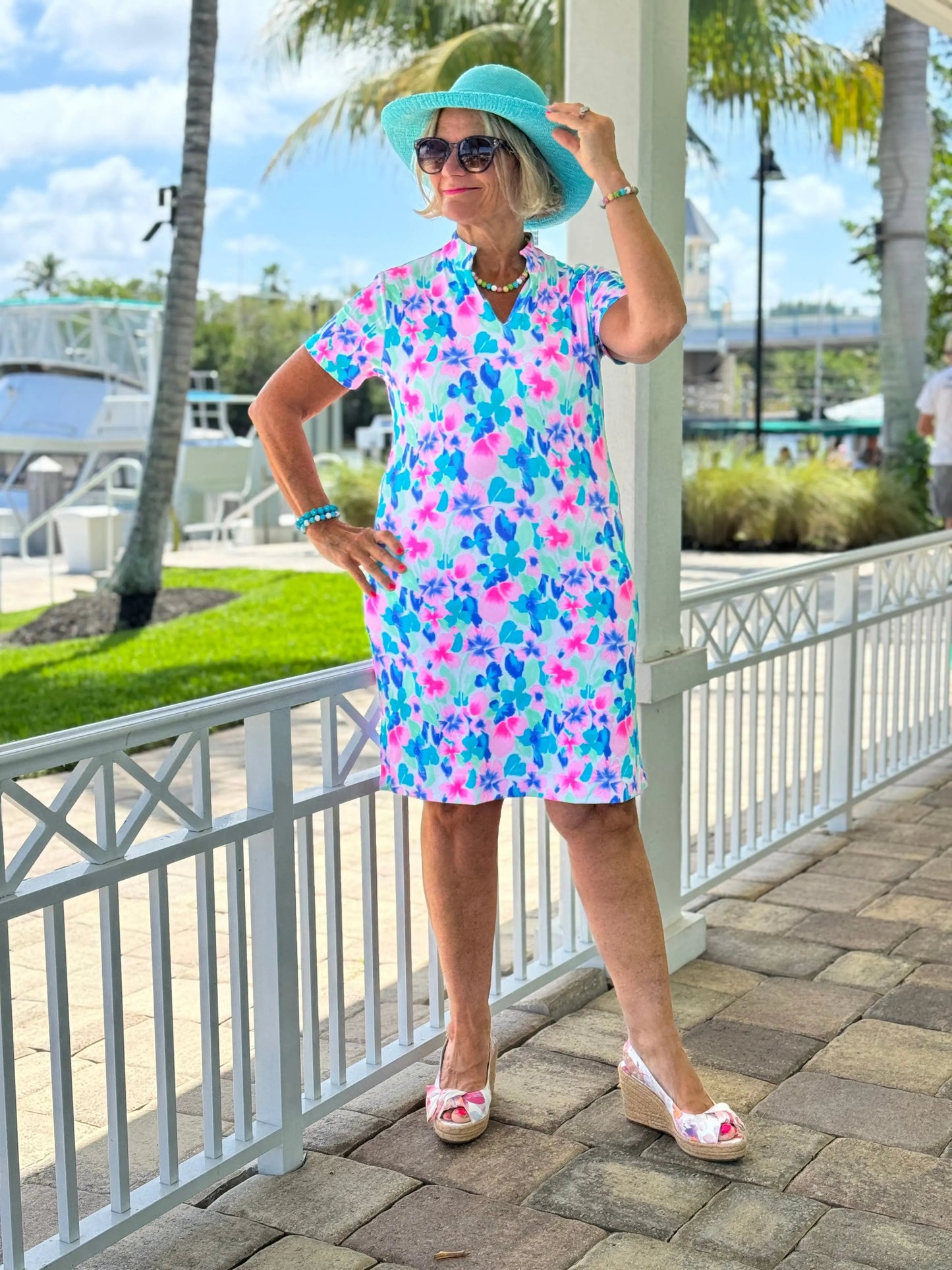 PINK PETALS SHORT SLEEVE DRESS