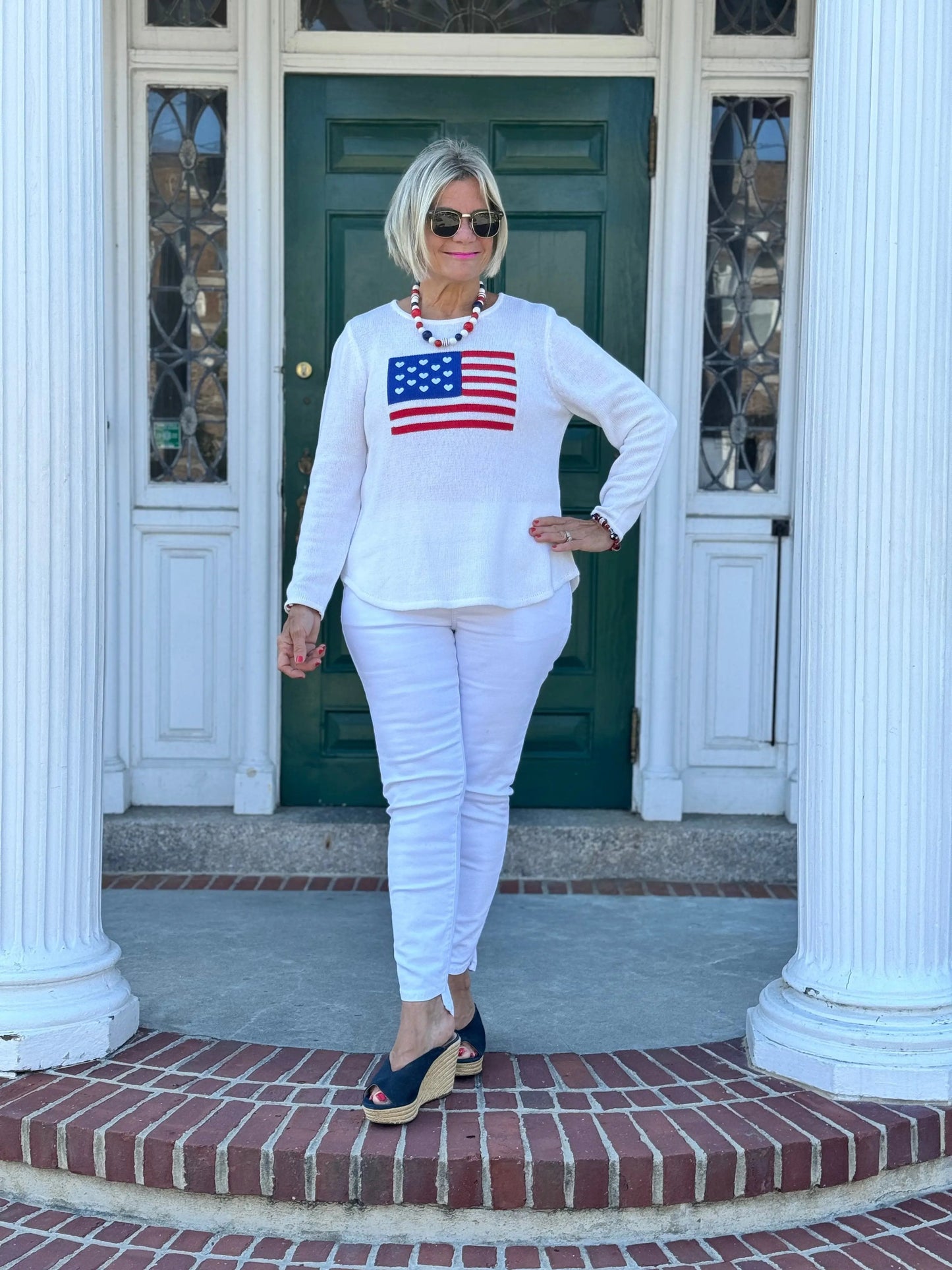 LULU-B WHITE FLAG SWEATER