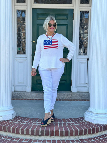 LULU-B WHITE FLAG SWEATER