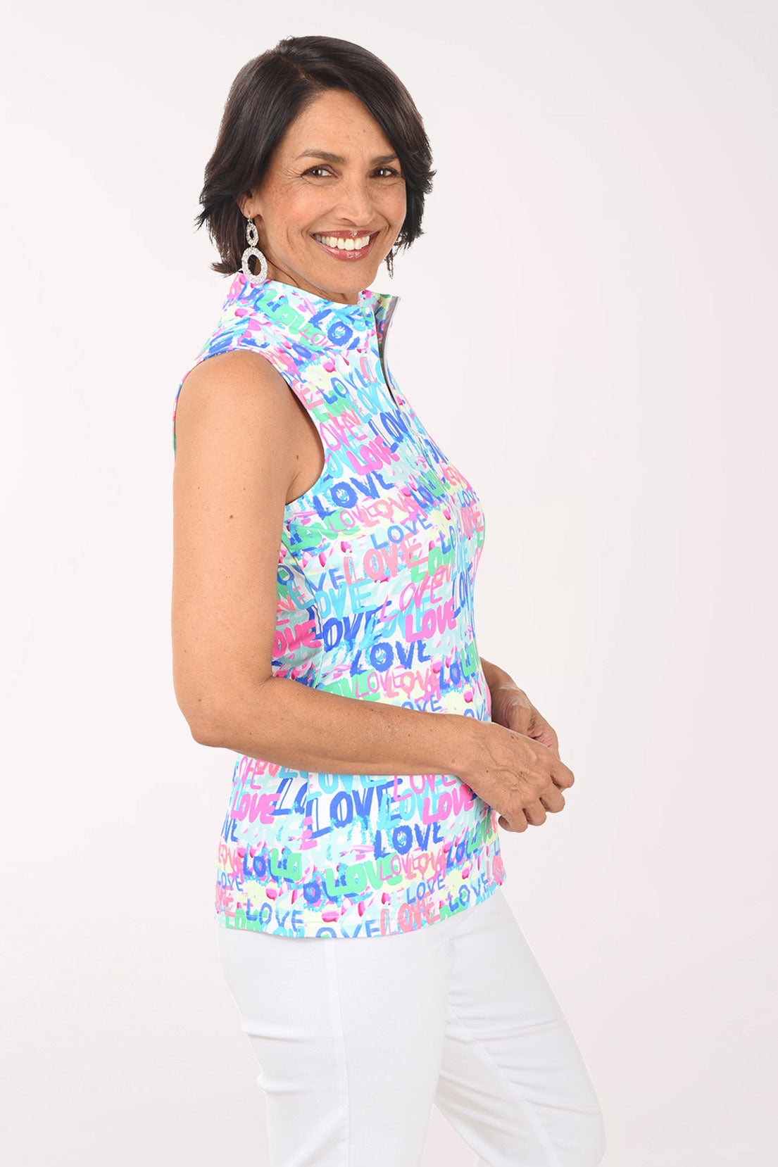 Words Of Love Cooling UPF50+  Zip Sleeveless Top