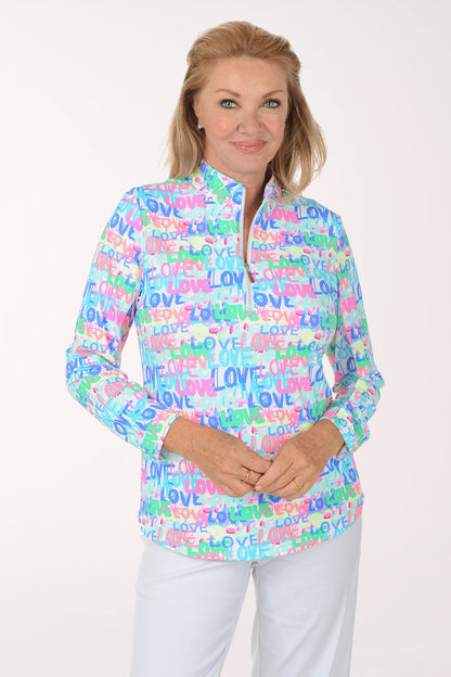 Words Of Love Cooling UPF50+ Quarter Zip Top