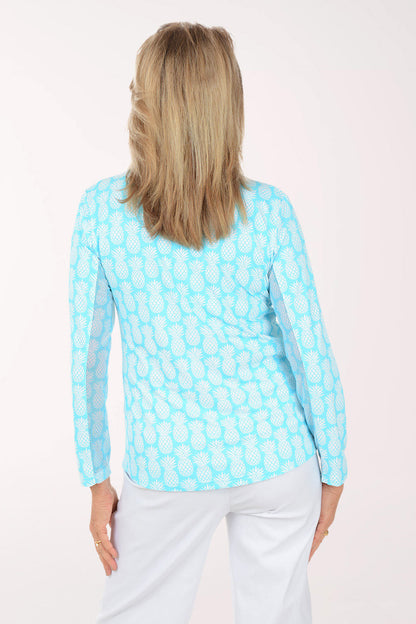 Turquoise Pineapples Cooling UPF50+ Quarter Zip Top