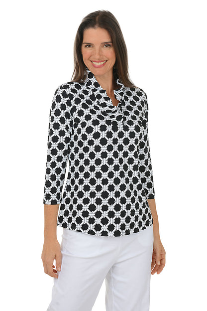 Twisted Knots UPF50+ Ruffle Neck Top
