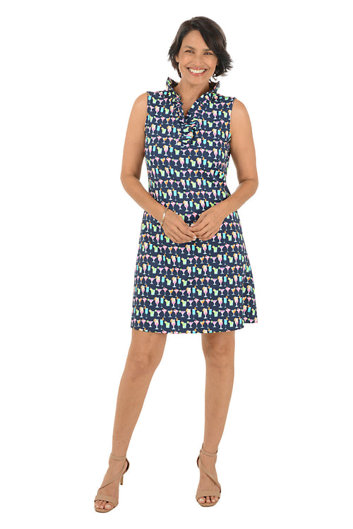 Tropical Cocktails UPF50+ Ruffle Neck Sleeveless Dress