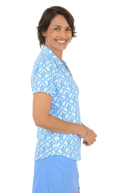 Turtle Diamonds UPF50+ Short Sleeve Polo Top