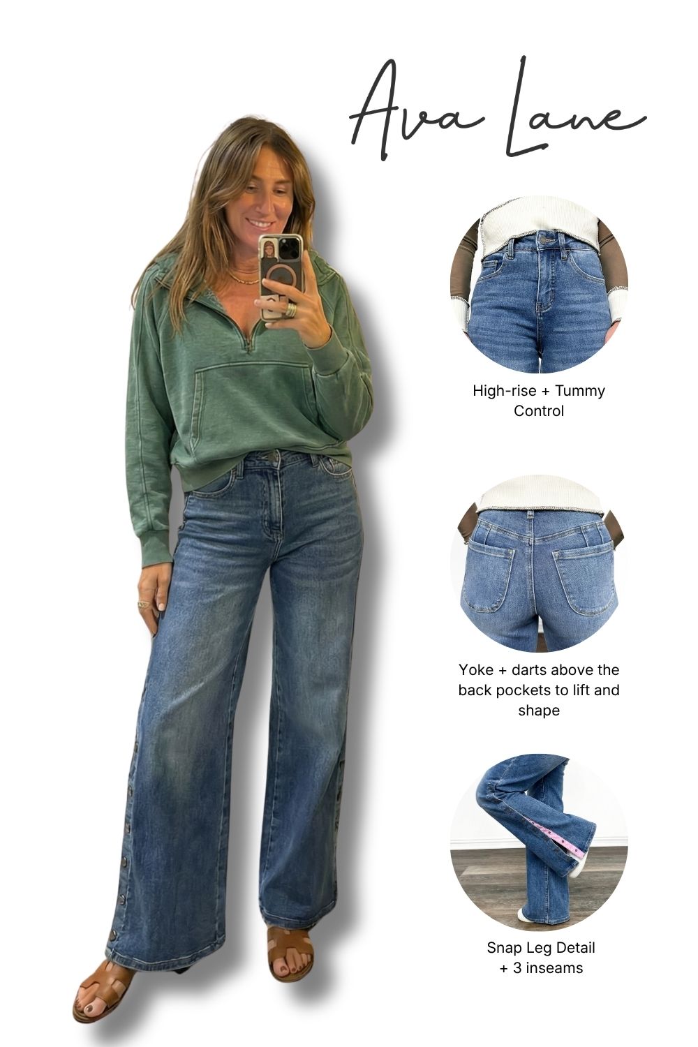 The Auburn High-Rise Tummy Control Wide Leg Jeans - Three Inseams