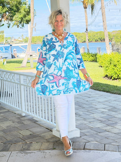 Star and Shell Fringe Dress w/ Tassels & Beading