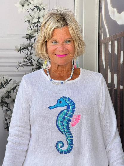 LULU-B WHITE SEAHORSE SWEATER