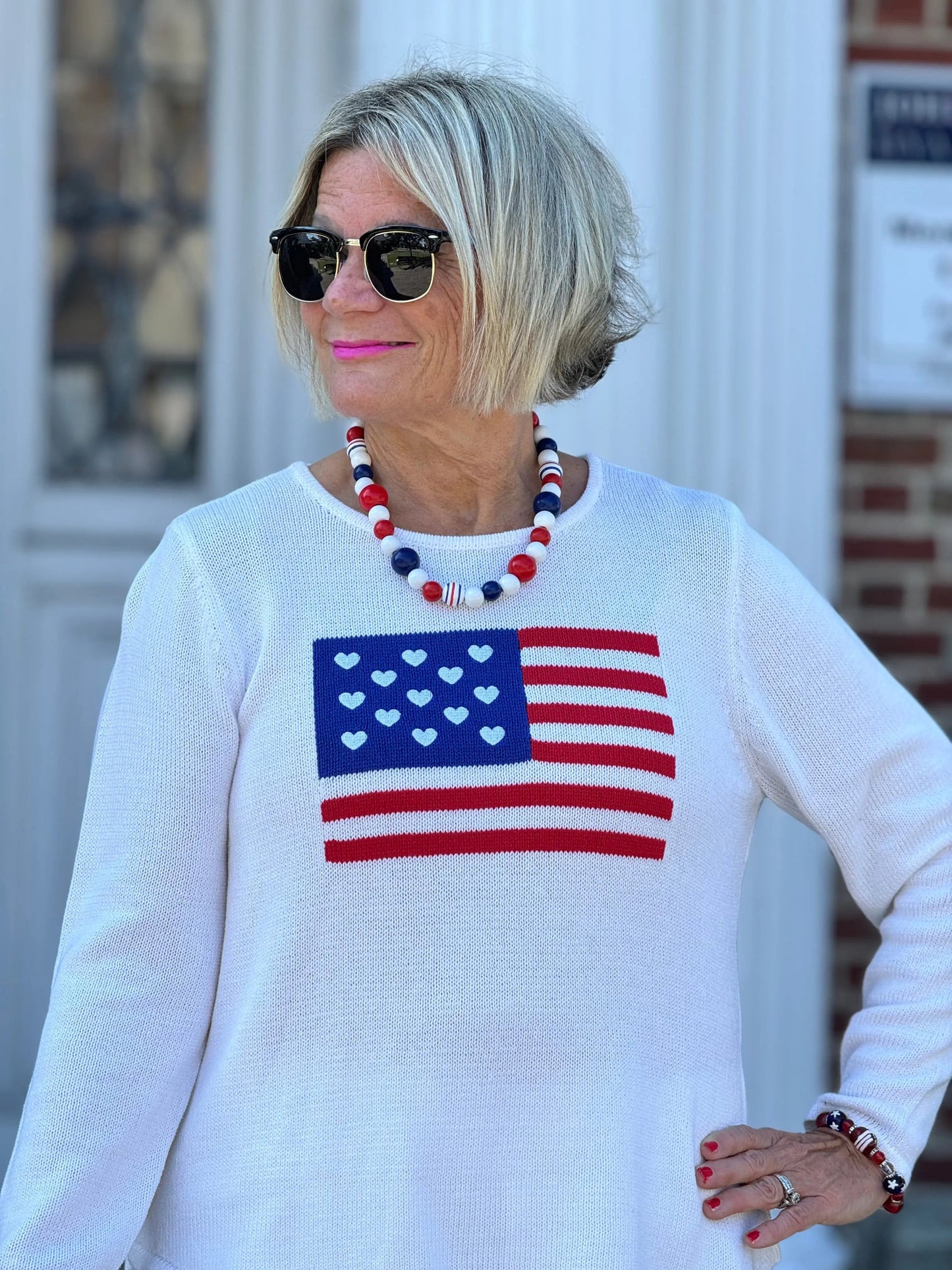 LULU-B WHITE FLAG SWEATER
