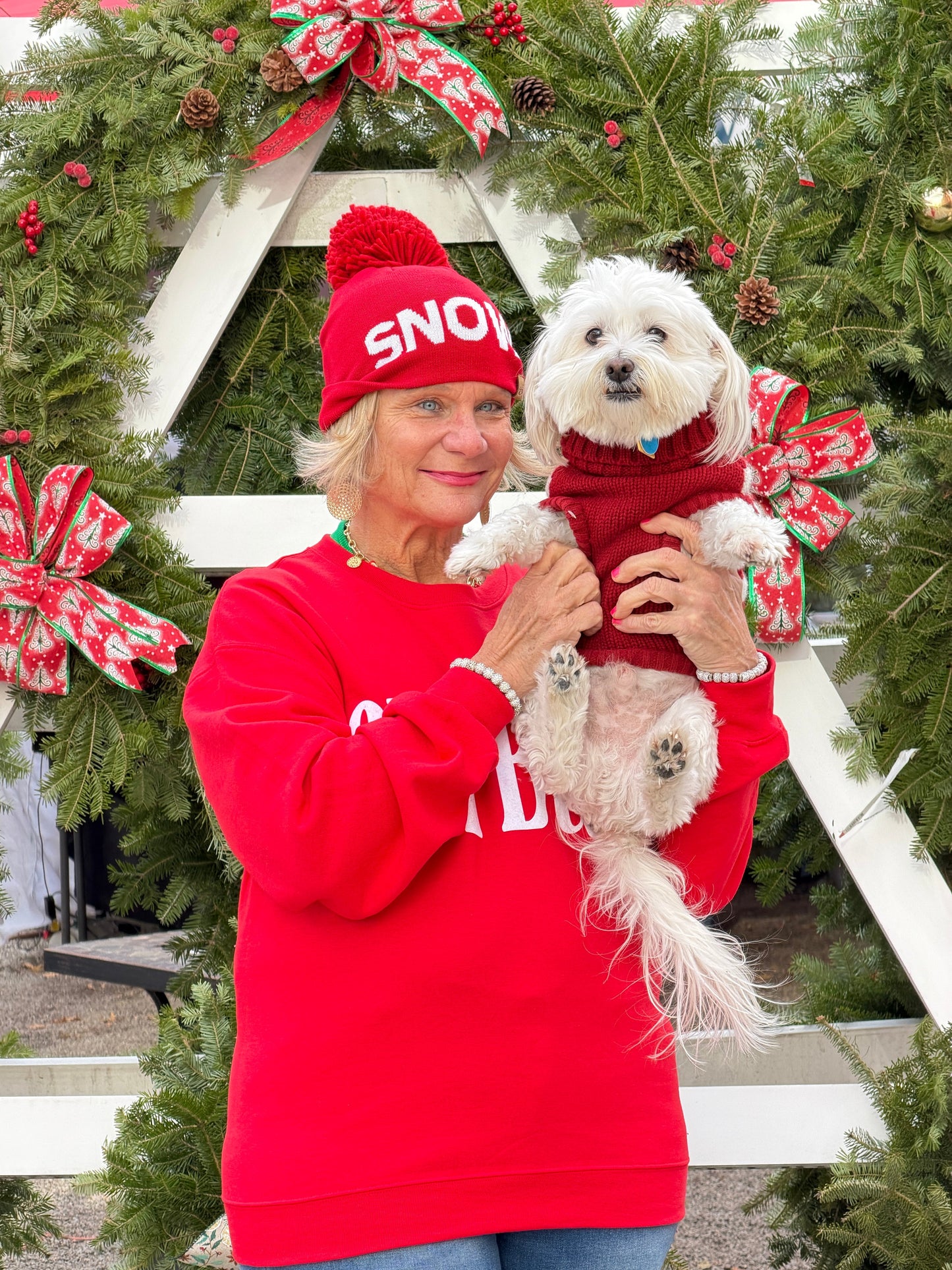 Red Snow Pom Hat