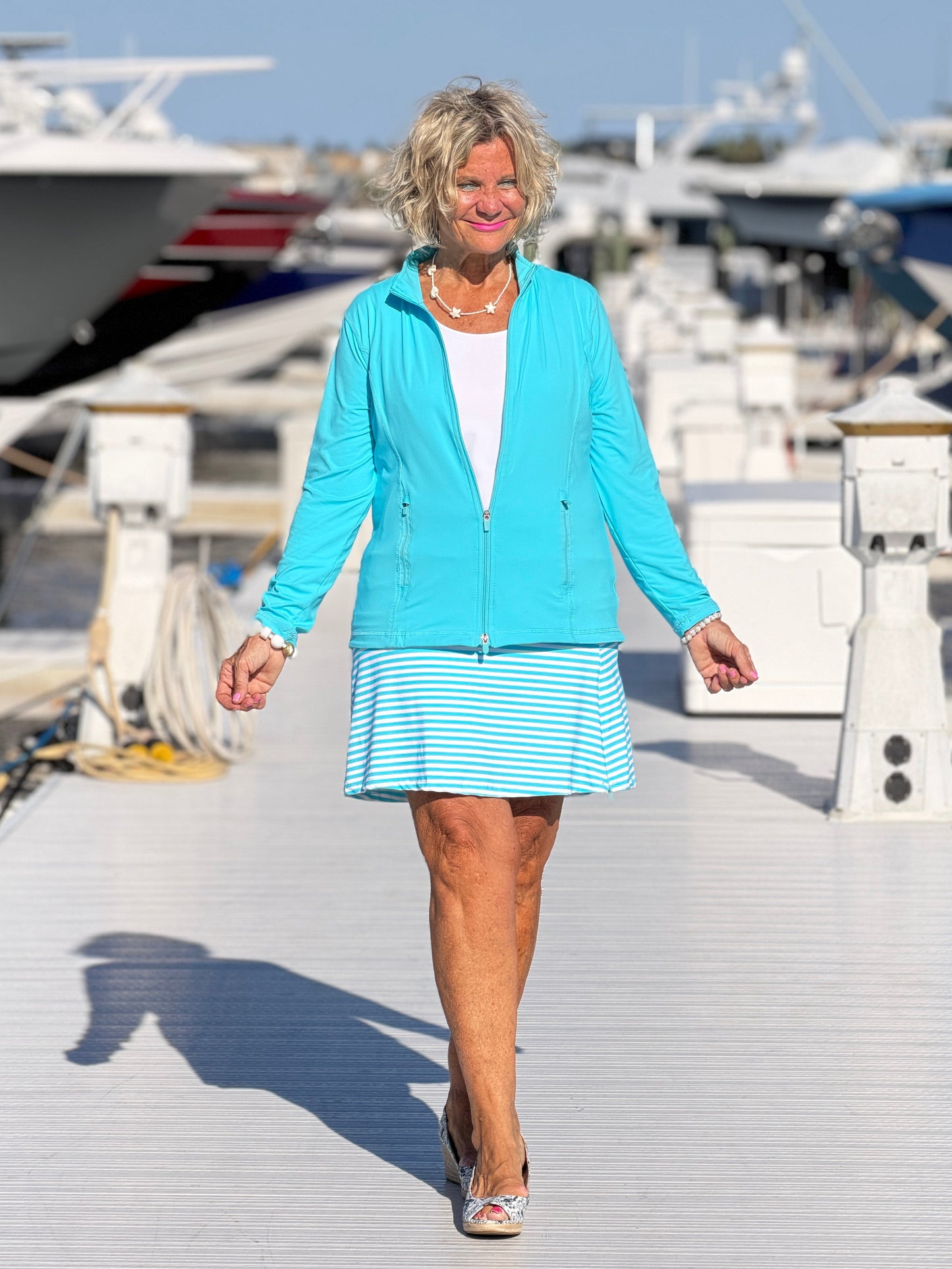 OCEAN BLUE STRIPED SKORT