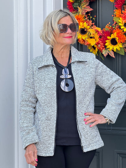 STYLING TWEED FULL ZIPPER JACKET
