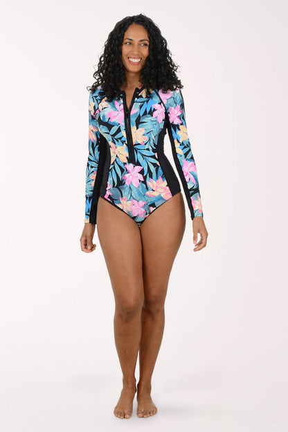 Wild Calypso Ribbed Long Sleeve Swimsuit