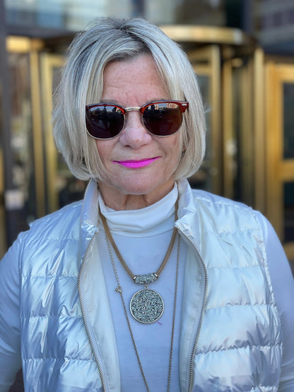SNOW GOLD METALLIC PUFFER VEST
