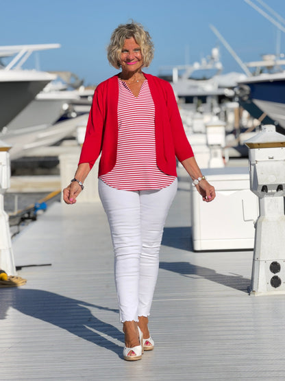 REGATTA RED STRIPED NOTCH TOP