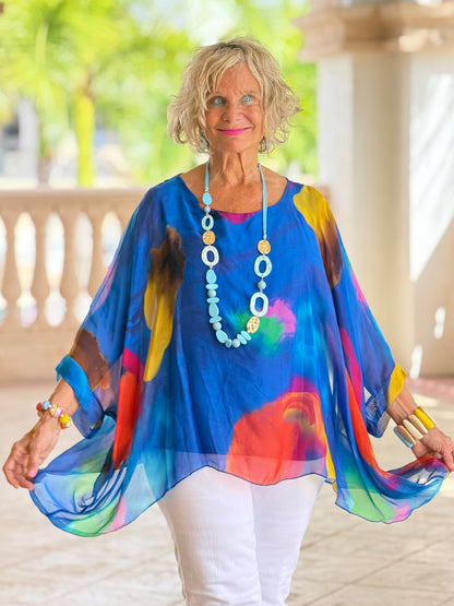 Sofia Sunrise Royal Blue Silk top