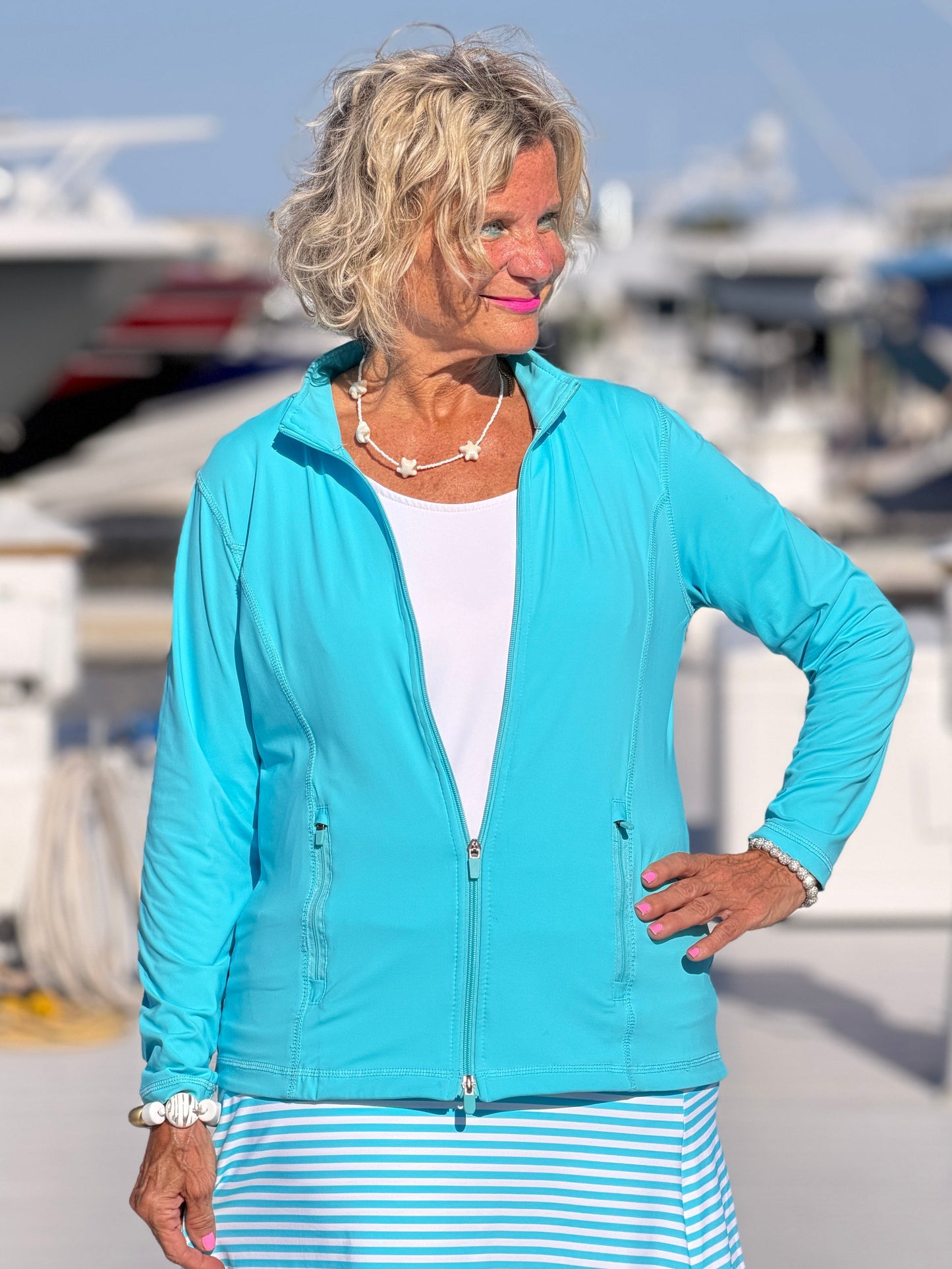 OCEAN BLUE STRIPED SKORT