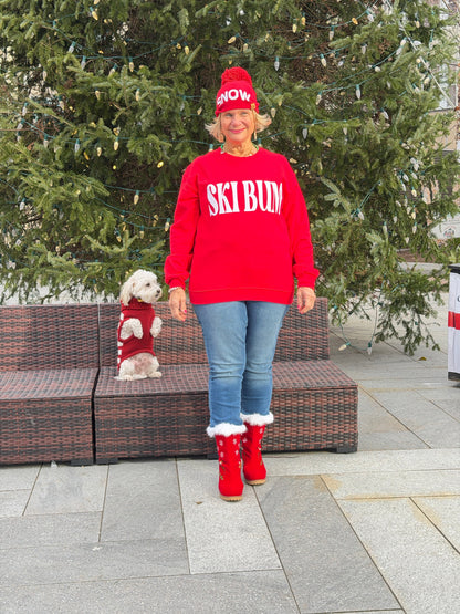 Red Snow Pom Hat