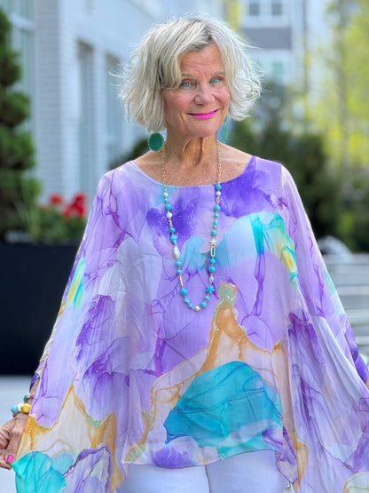 SHADES OF ORCHARD SILK TOP