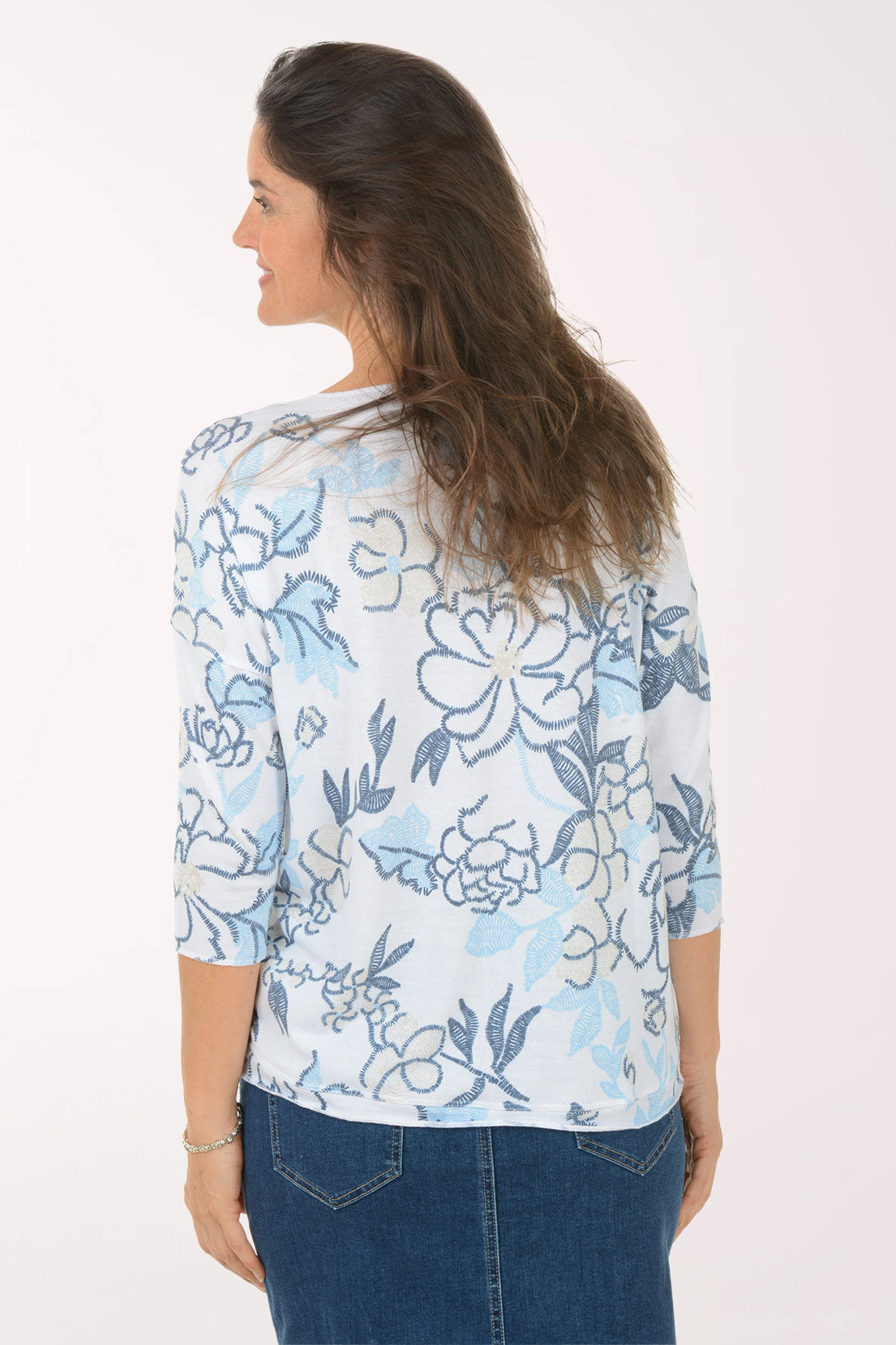 Windflower Jersey Knit V-Neck Top